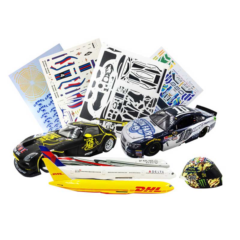 Custom waterslide decal sheets and decorated model products